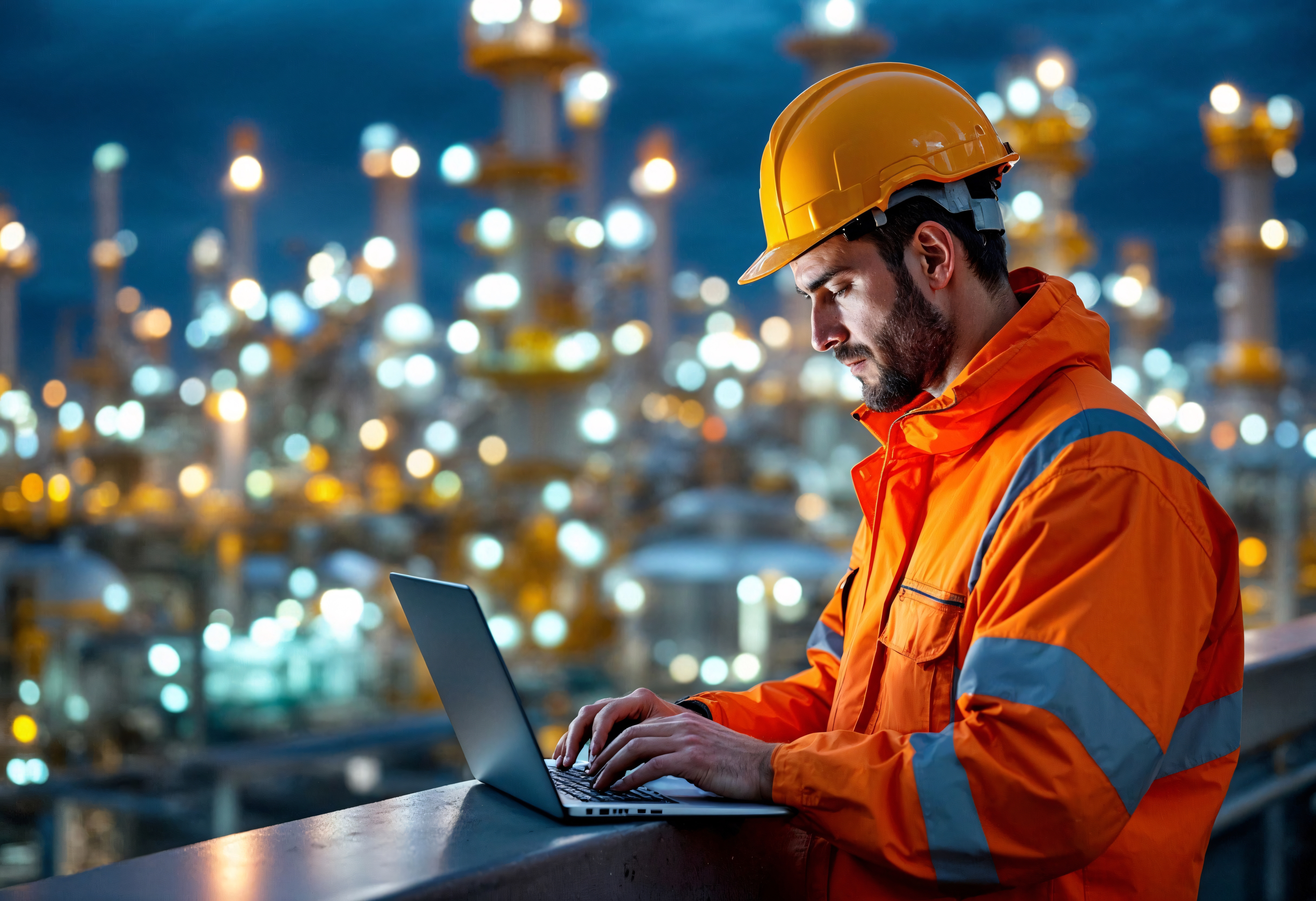 Construction site engineer reviewing OnXR's 3D digital twin on a tablet