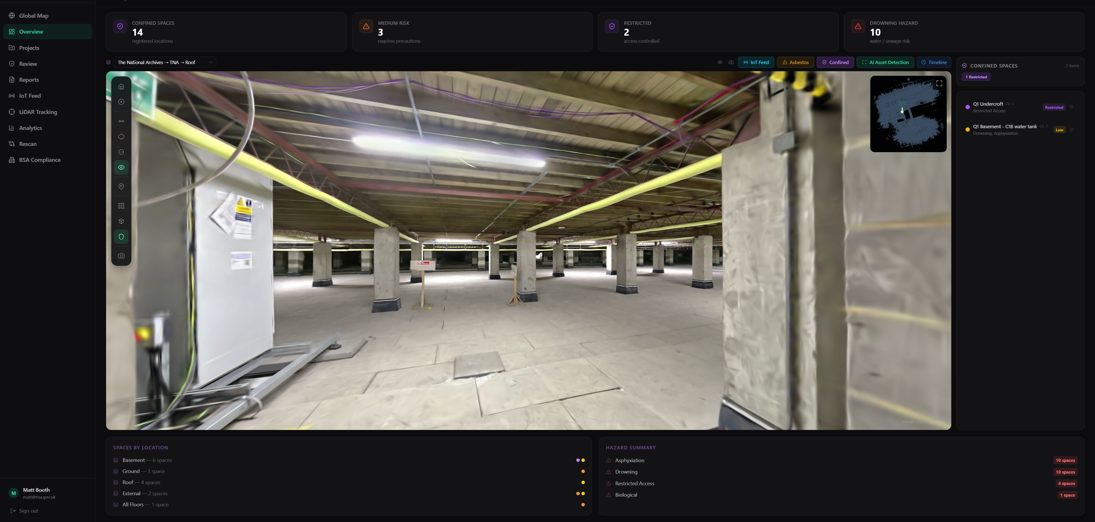 OnXR Vision AI detecting fire safety assets in a 3D building scan